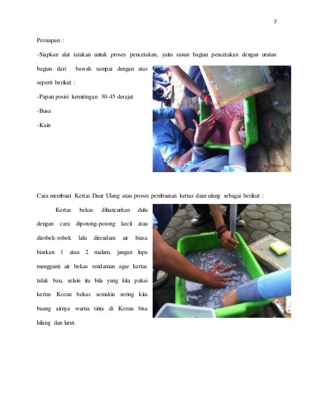 Laporan membuat daur ulang kertas