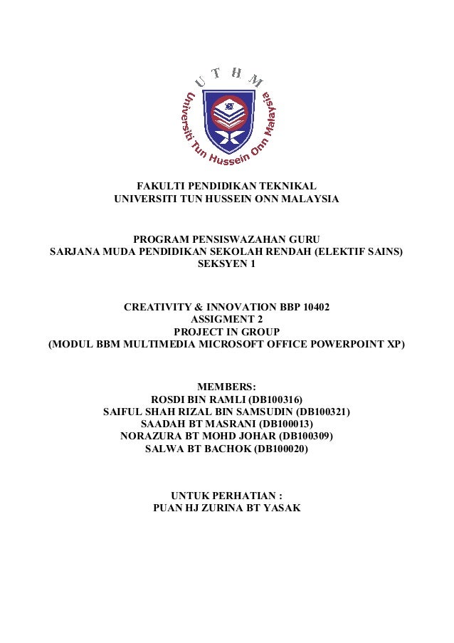 Kreativiti & inovatif ( Tajuk : Laporan Modul penghasilan 