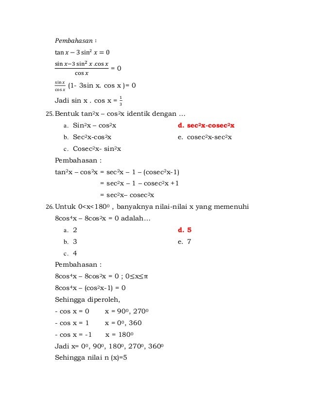 Materi matematika peminatan kelas 11 persamaan trigonometri