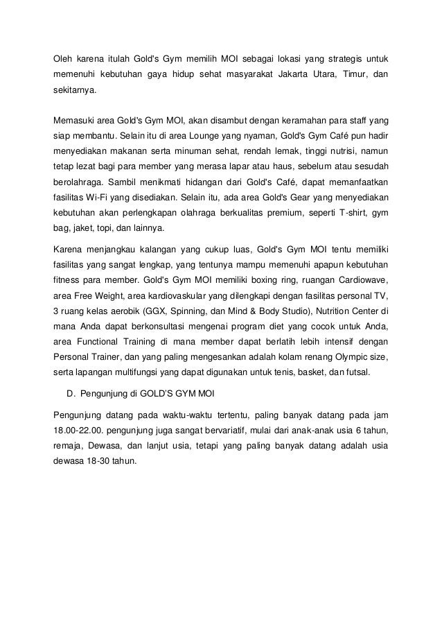 Laporan Observasi Tempat Fitness Gold S Gym Moi