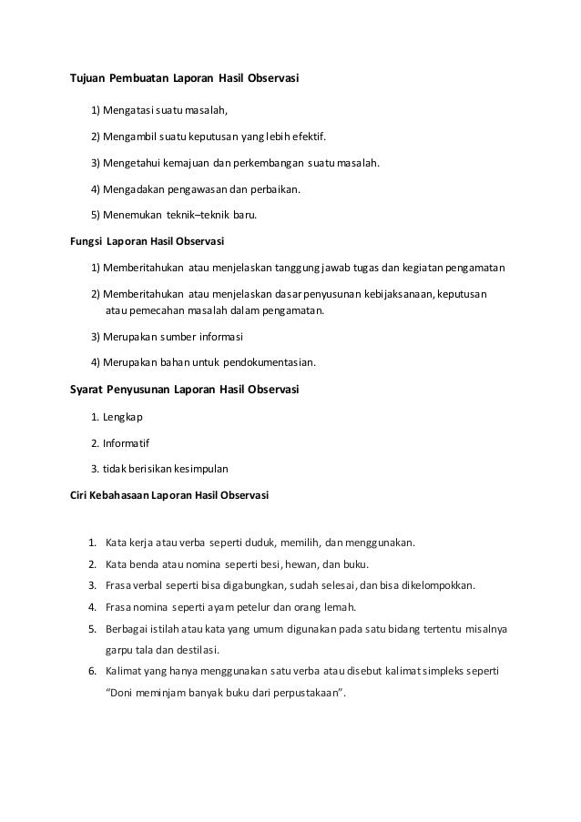 Laporan observasi