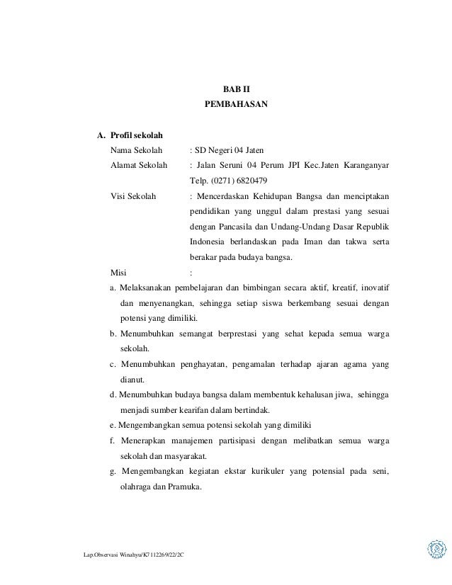 Laporan Hasil Observasi Sekolah
