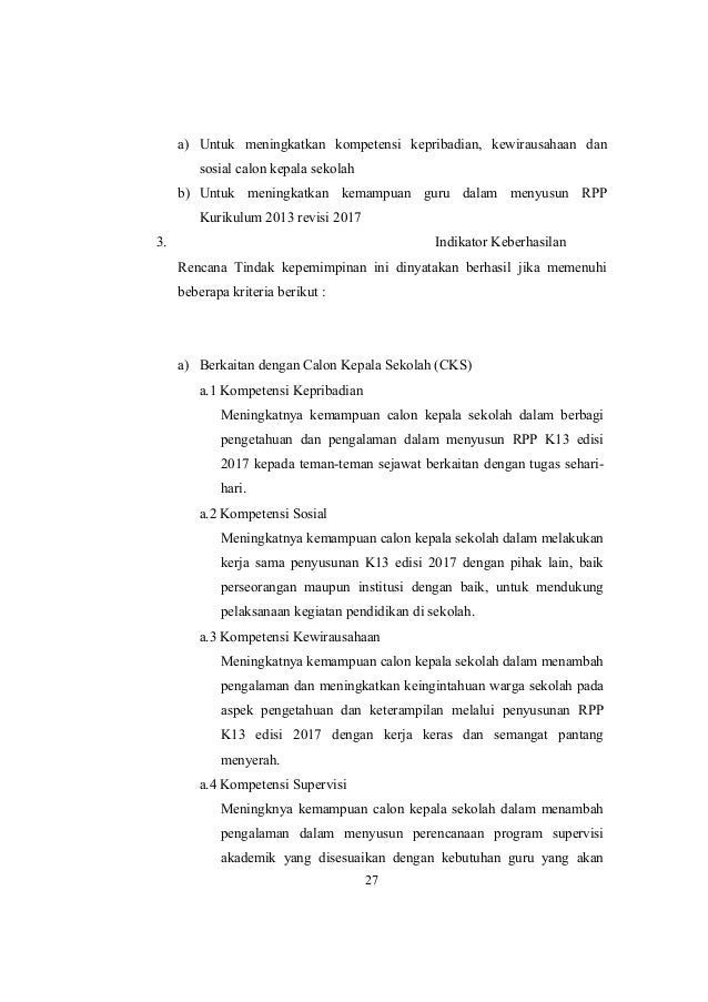 Contoh Laporan Rencana Tindak Lanjut Diklat Calon Kepala