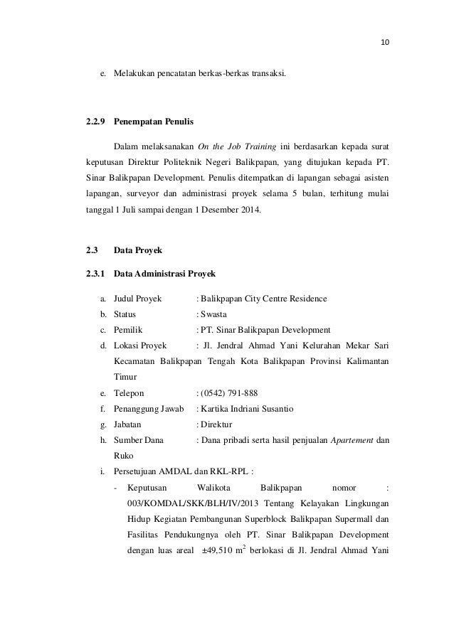 Laporan On the Job Training (OJT)
