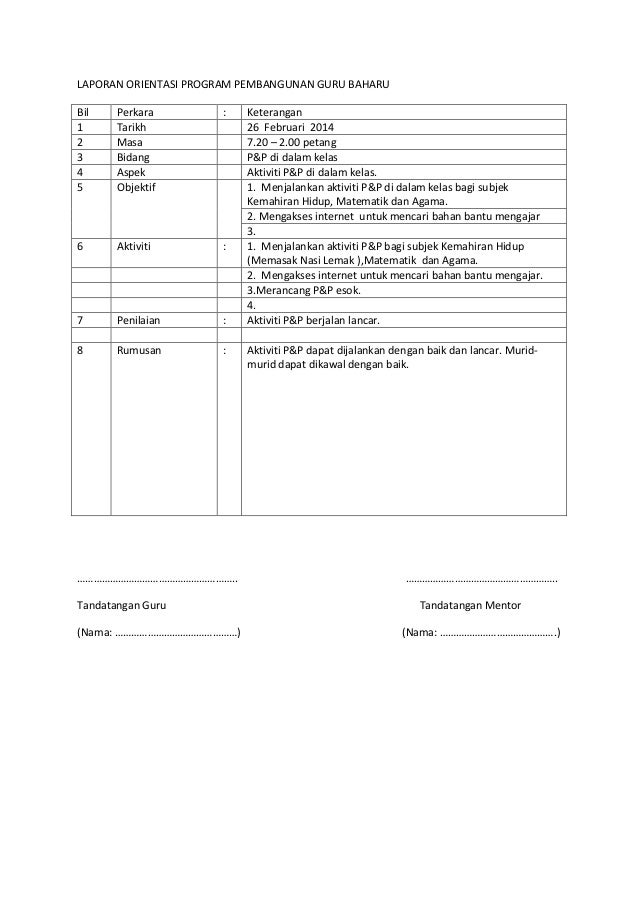 contoh folio program pembangunan guru baharu