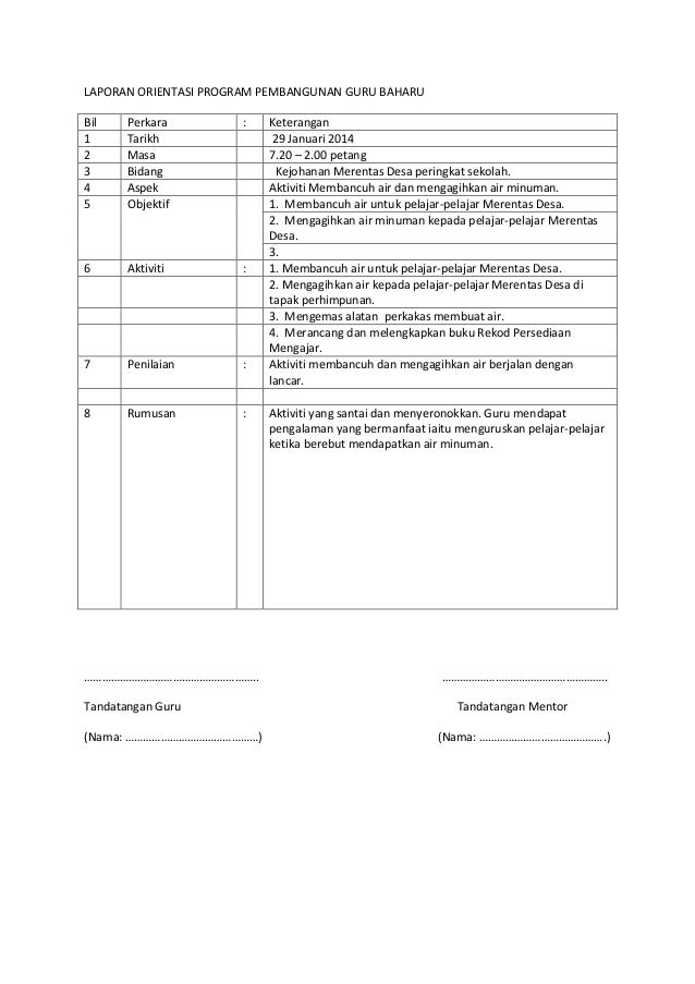 contoh folio program pembangunan guru baharu