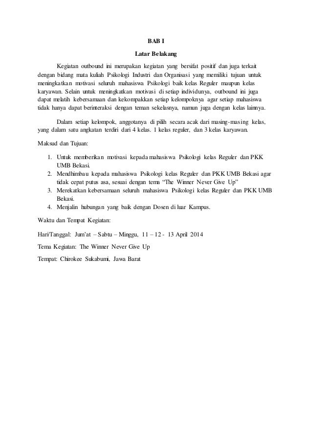 Contoh Laporan Kegiatan Outbound Karyawan Seputar Laporan