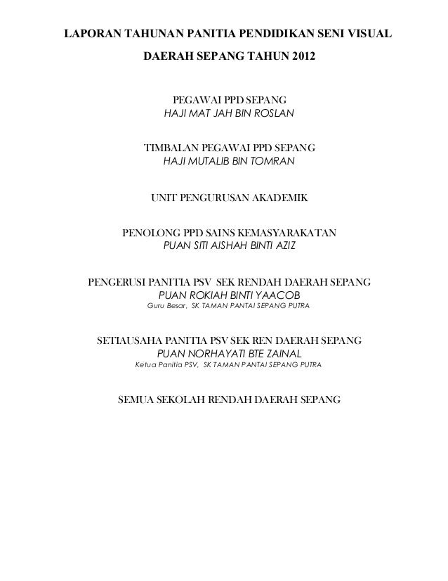 Laporan Panitia Psv Daerah