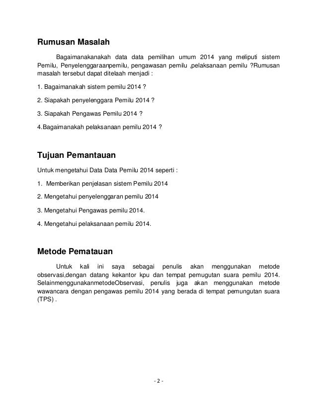 Laporan pemantauan pemilu legislatif 2014