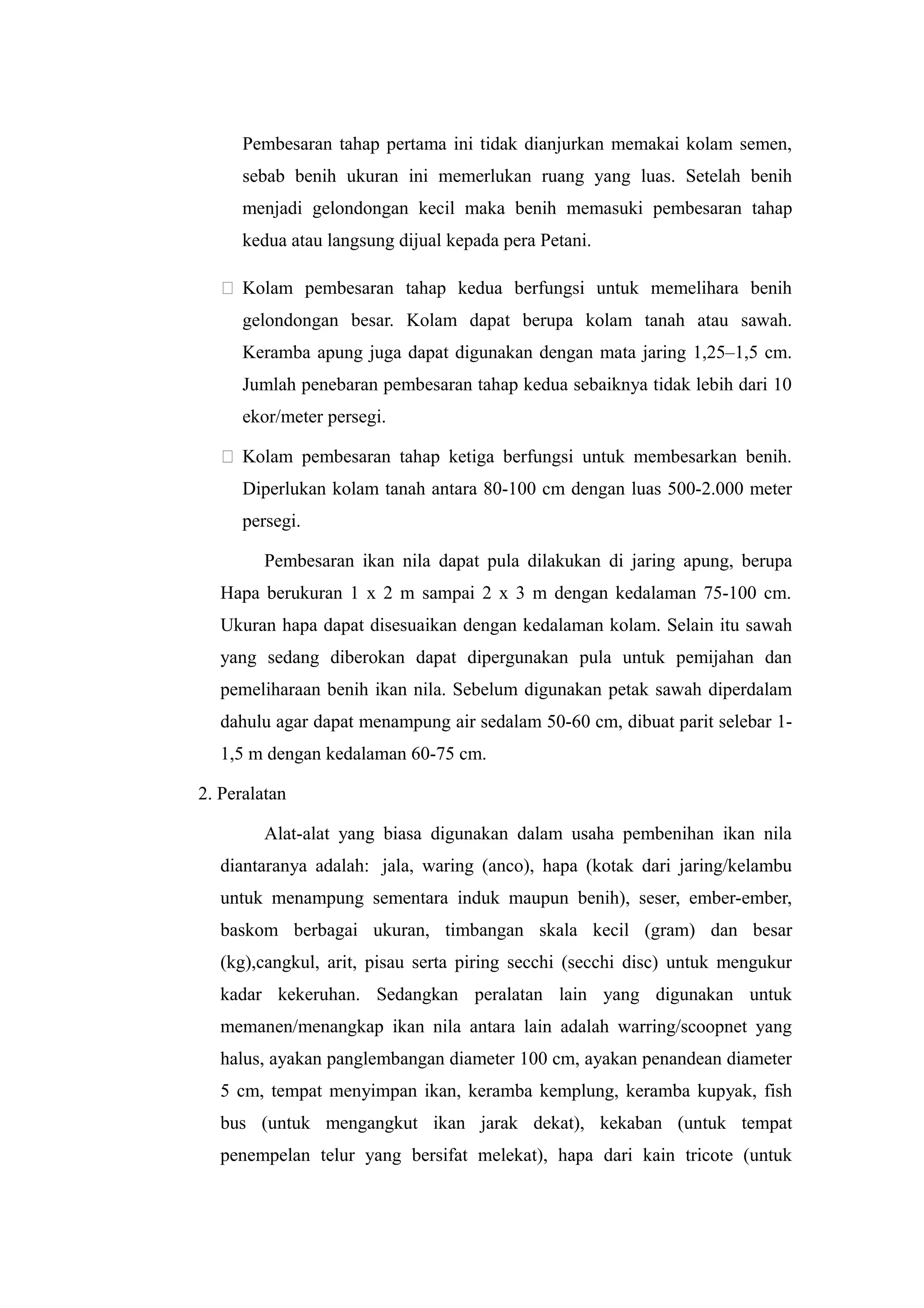 Laporan pembudidayaan ikan konsumsi air tawar (pembenihan ikan nila) | RTF