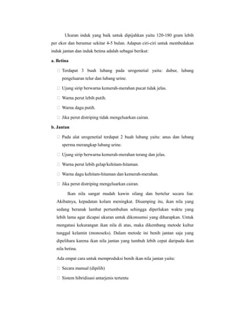 Laporan pembudidayaan ikan konsumsi air tawar (pembenihan ikan nila) | RTF