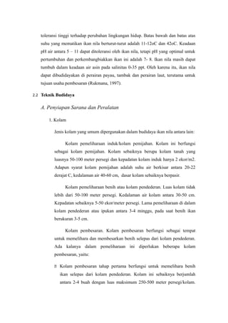 Laporan pembudidayaan ikan konsumsi air tawar (pembenihan ikan nila) | RTF