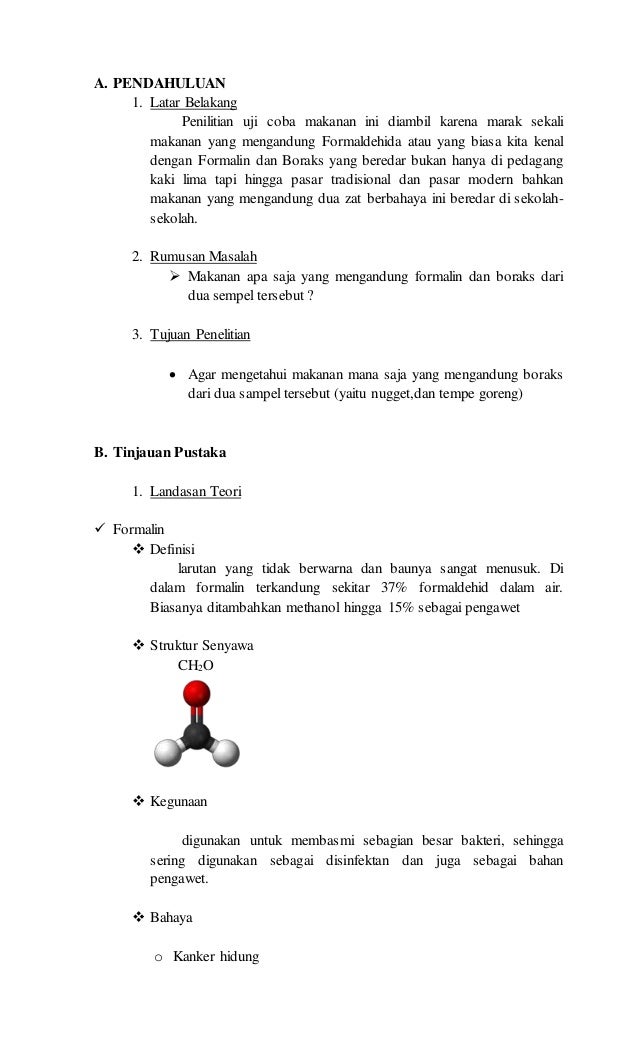 Laporan Penelitian Tentang Boraks Dan Formalin