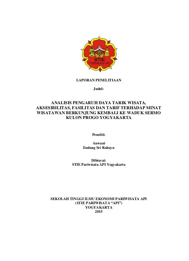 Laporan Penelitian Analisis Pengaruh Daya Tarik Wisata Aksesibilitas