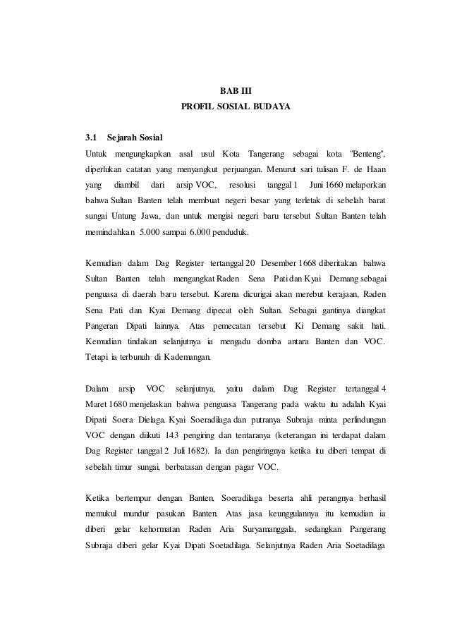 Laporan Penelitian Profil Sosial Budaya Masyarakat Di Kota Tangerang