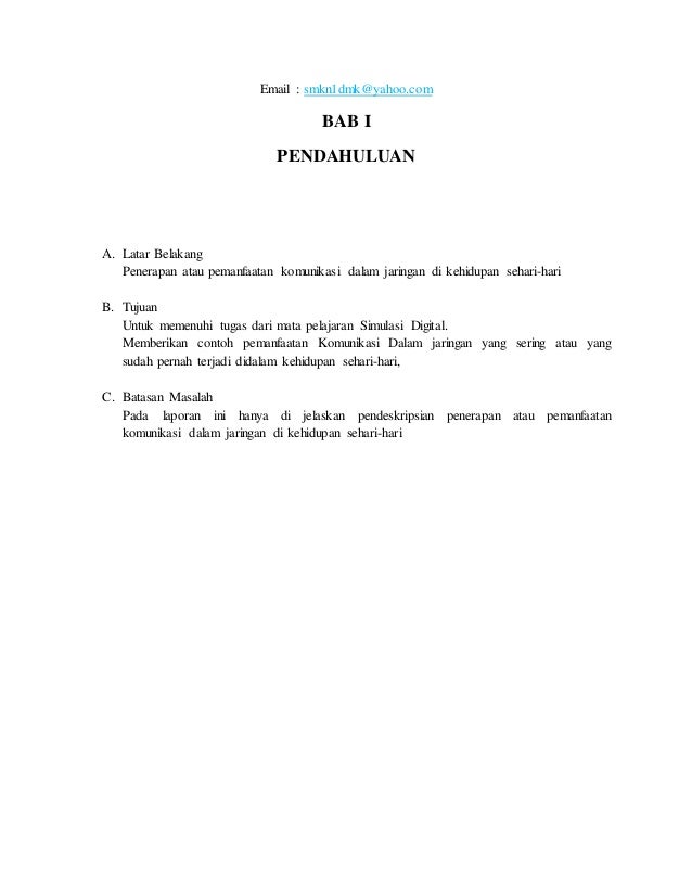 Laporan Penerapan Komunikasi Dalam Jaringan (SMK/SMA K13)