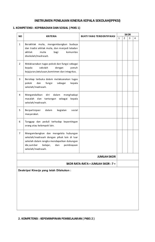 Laporan Penilaian Kinerja Kepala Sekolah