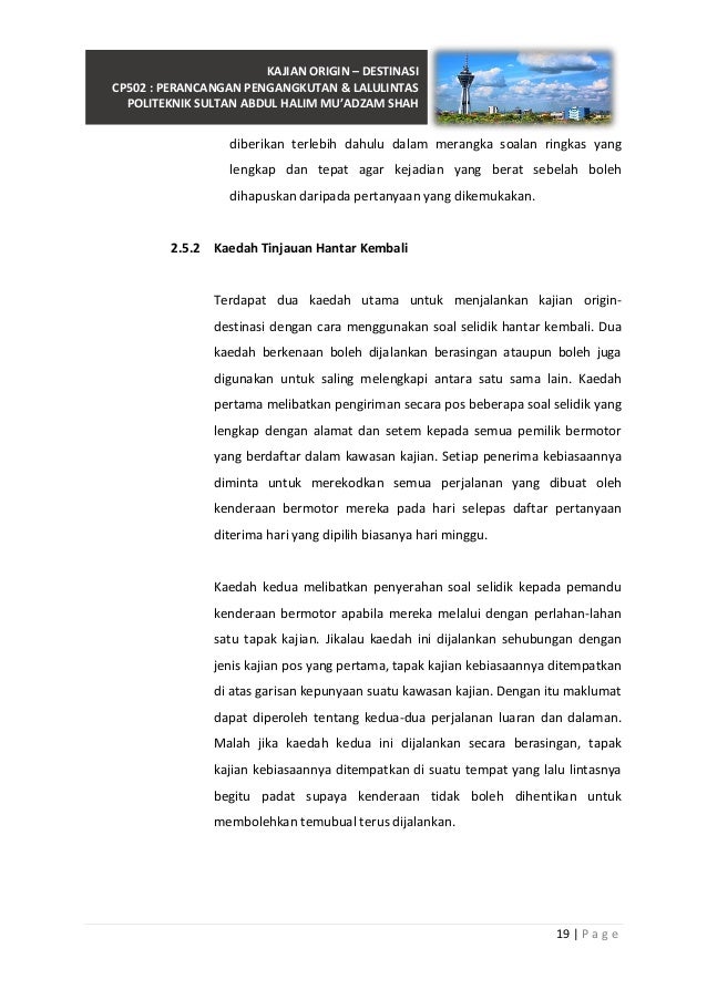 Kajian Origin Destinasi Shahab Perdana