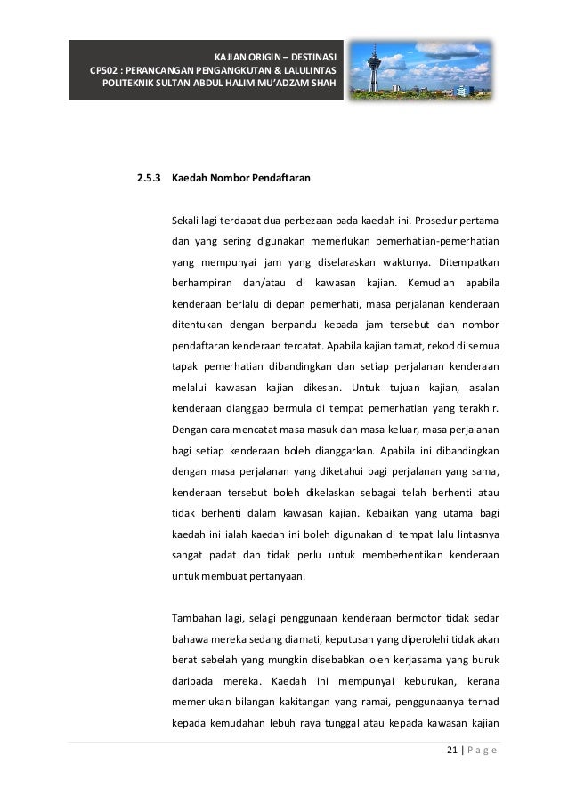 Kajian Origin Destinasi Shahab Perdana