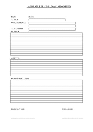 Contoh Laporan Mingguan Pendidikan Khas