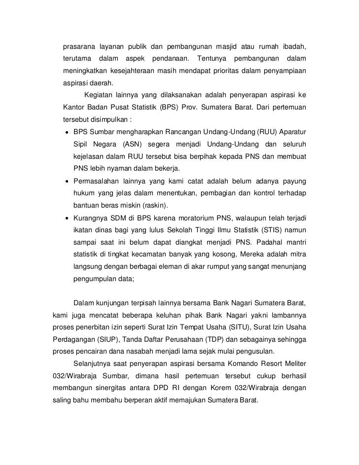 Laporan Kunjungan Kerja Ke Daerah Pemilihan B 12 Juli Agus 2012