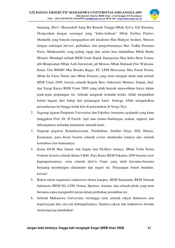 Laporan Pertanggungjawaban Bem Unair 2009