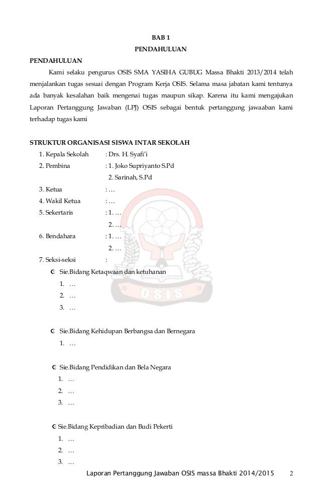 Laporan pertanggung jawaban osis 2014.2015