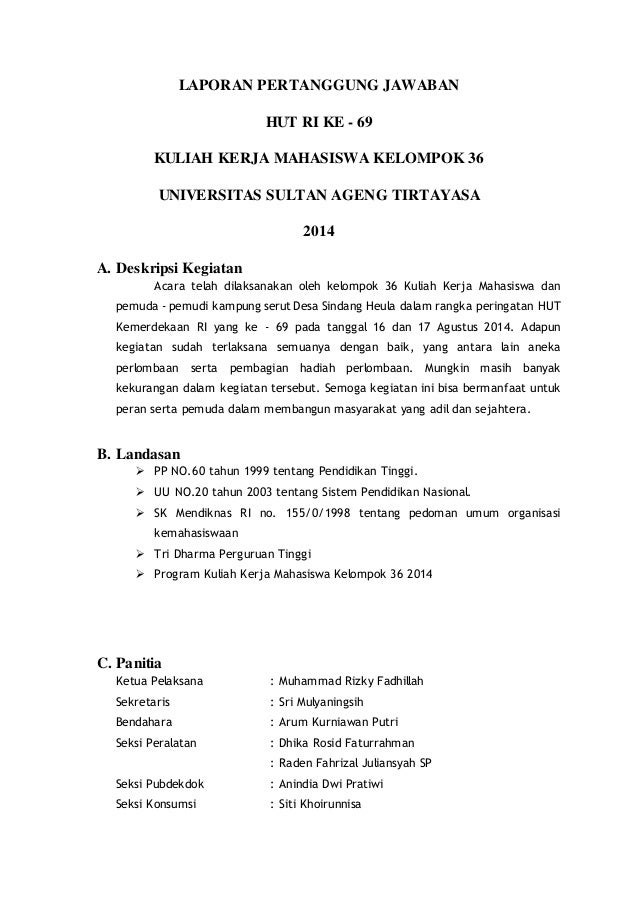 Contoh Laporan Kegiatan Lomba 17 Agustus