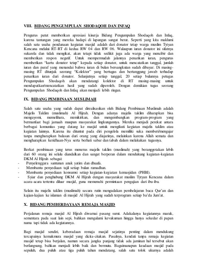 Laporan pertanggungjawaban pengurus dkm al hijrah periode