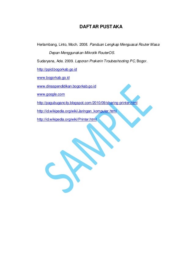 Laporan Praktik Kerja Industri Sharing Printer Dengan Jaringan Lan