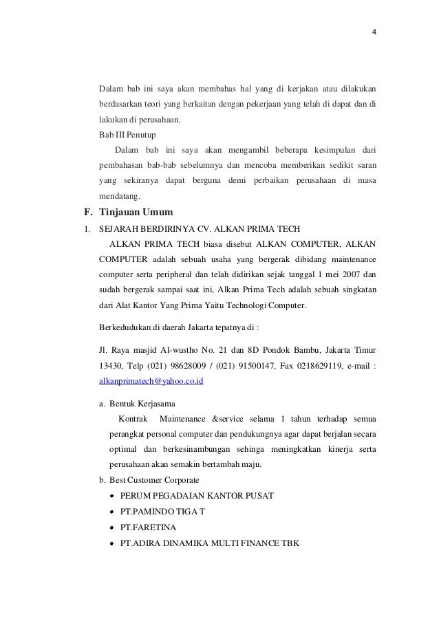 Contoh Laporan Prakerind