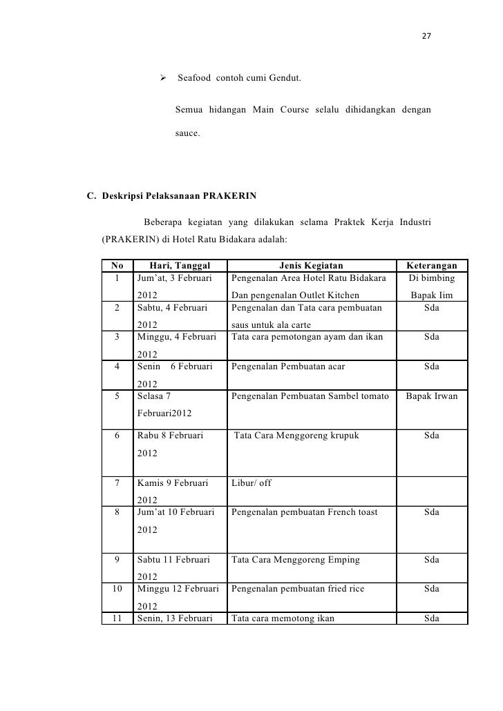 Laporan prakerin reza akomodasi perhotelan 2012