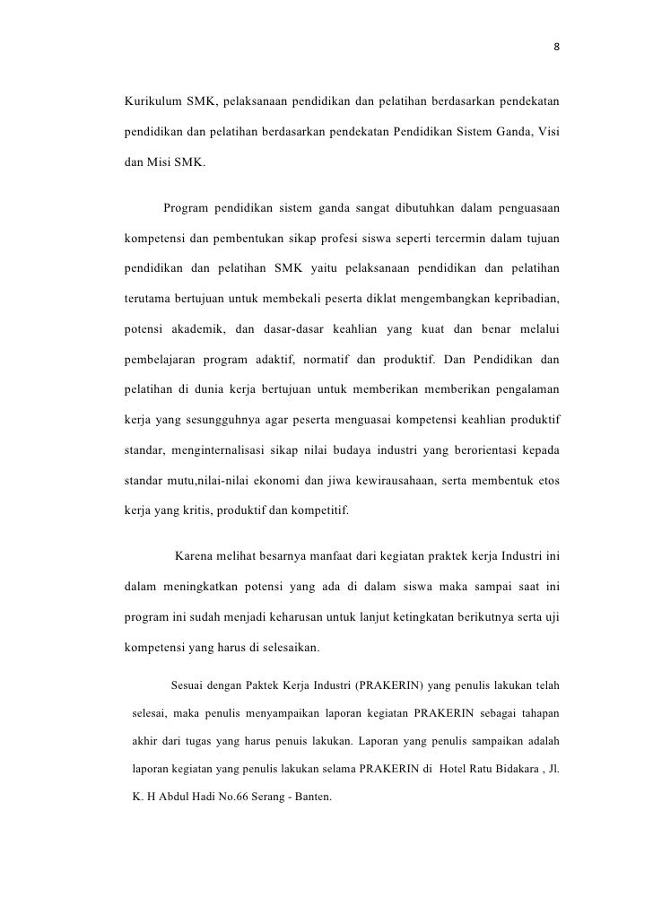 Laporan Prakerin Reza Akomodasi Perhotelan 2012