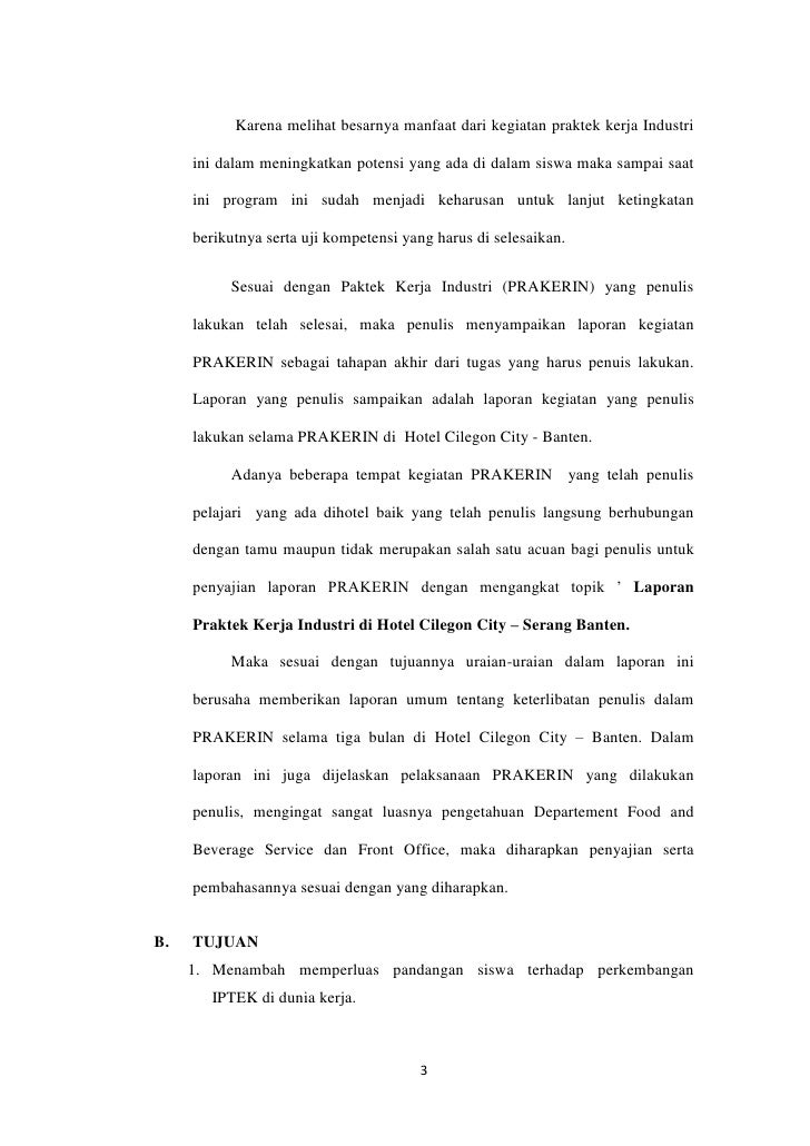 Laporan Prakerin Smk Pariwisata Baitul Hamdi Bela Kartini