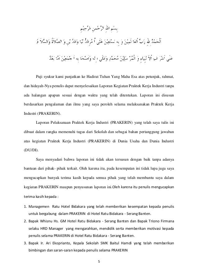 Laporan prakerin smk pariwisata baitul hamdi menes banten 