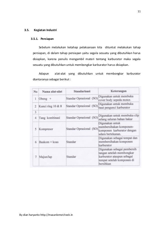 Laporan Praktek Kerja Lapangan Teknik Sepeda Motor