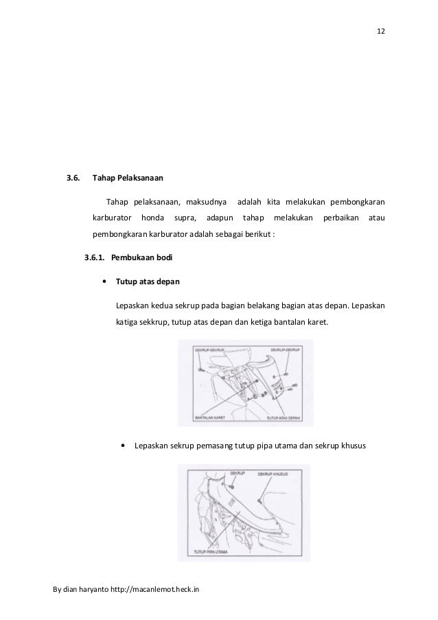 Contoh Laporan Pkl Tsm Tentang Karburator Barisan Contoh