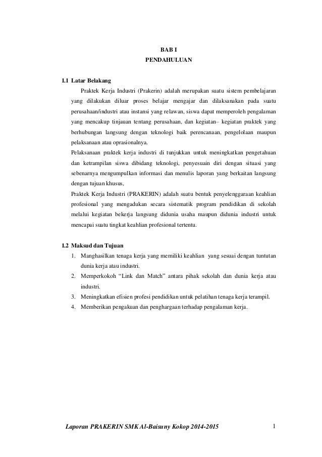 Laporan Praktek Kerja Industri Prakerin Smk Al Baisuny 2014 2015 M