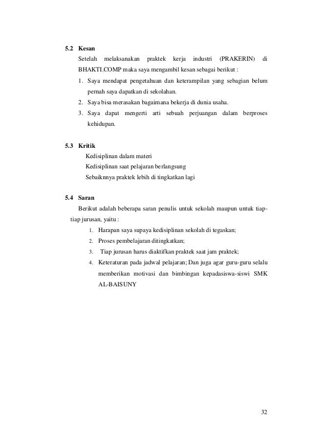 Laporan praktek kerja industri (prakerin) smk al baisuny 