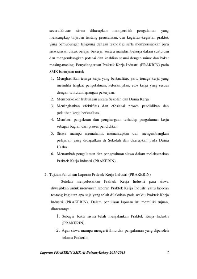 Laporan Praktek Kerja Industri Prakerin Smk Al Baisuny 2014 2015 M