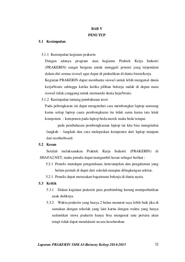 Laporan Praktek Kerja Industri Prakerin Smk Al Baisuny 2014 2015 M