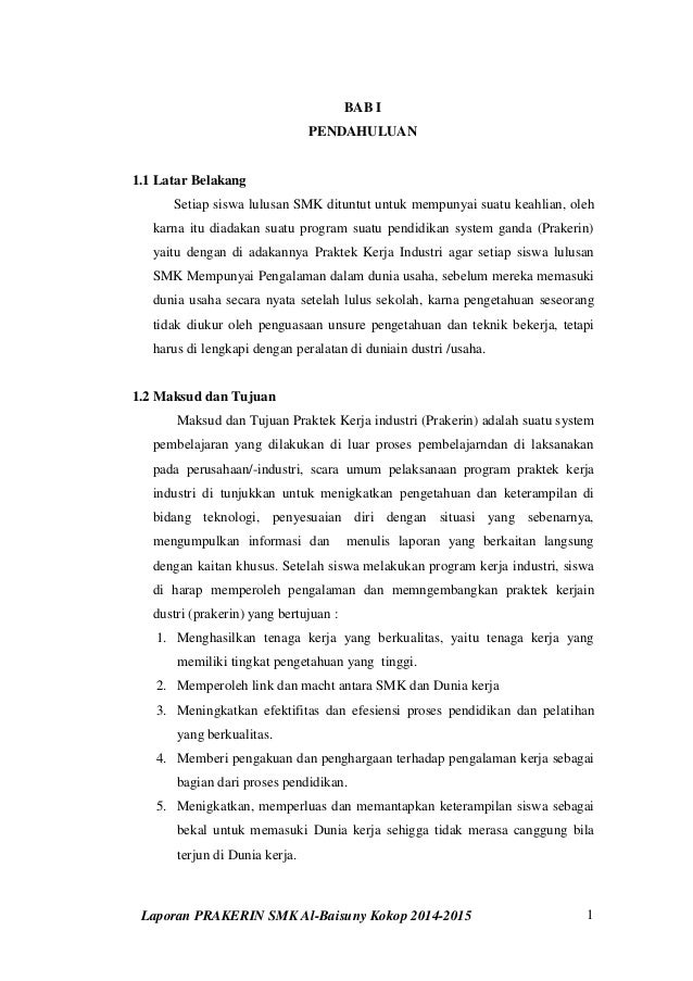 Laporan Praktek Kerja Industri Prakerin Smk Al Baisuny 2014 2015 N