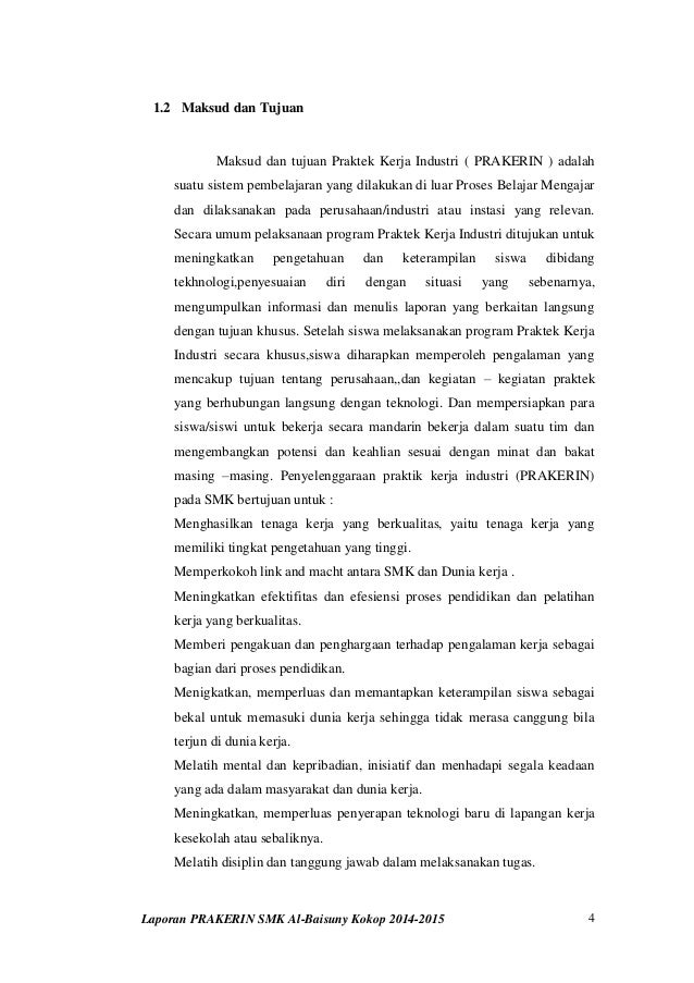 Laporan Praktek Kerja Industri Prakerin Smk Al Baisuny 2014 2015 S