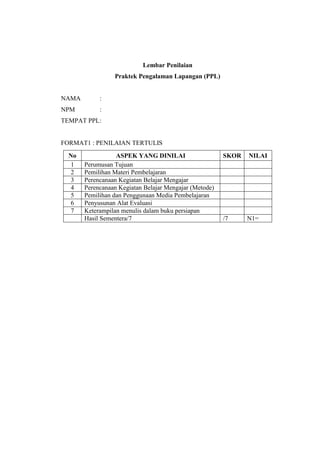 Evaluasi Keterampilan Mengajar Selama PPL