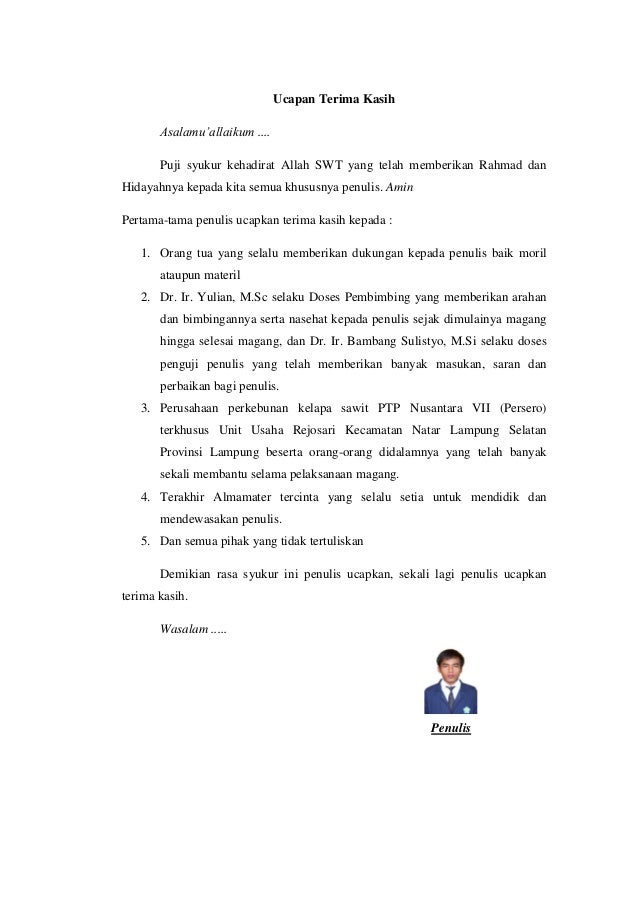 Contoh Ucapan Terima Kasih Laporan Pkl Kartu Ucapan Terkini