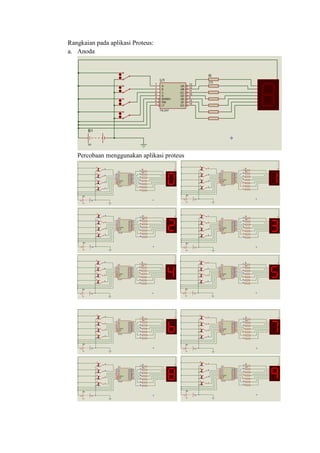 Rangkaian pada aplikasi Proteus:
a. Anoda
Percobaan menggunakan aplikasi proteus
 