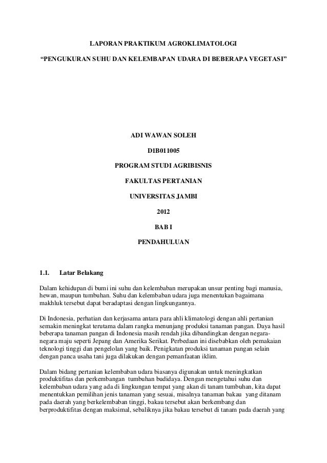 Laporan Praktikum Agroklimatologi