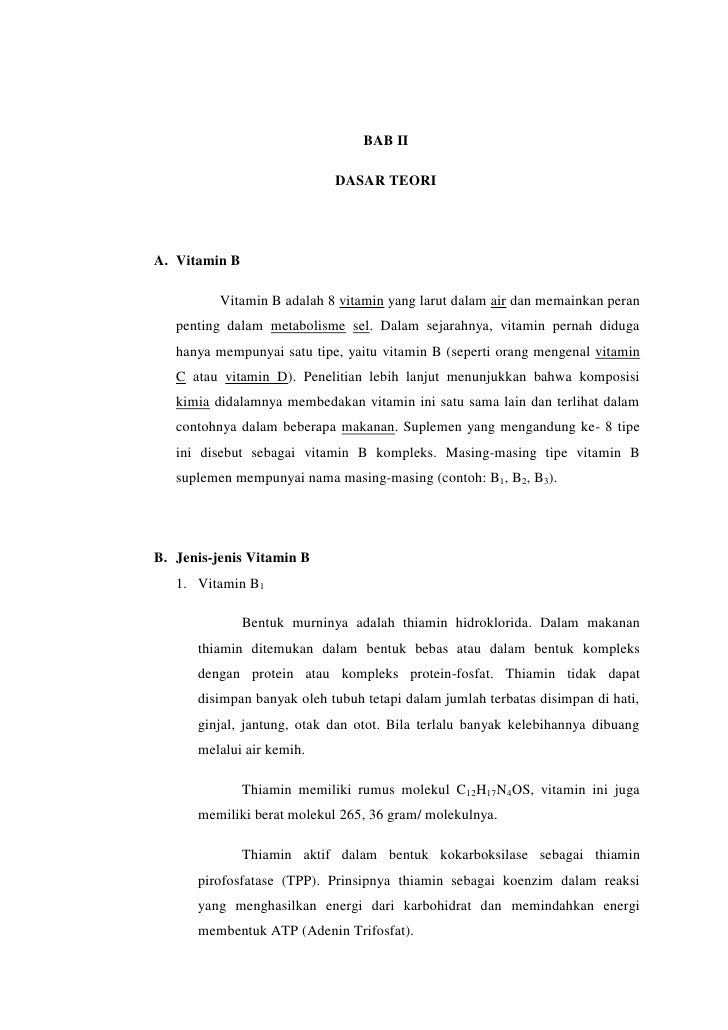 Laporan Praktikum Biokimia Ii Vitamin B