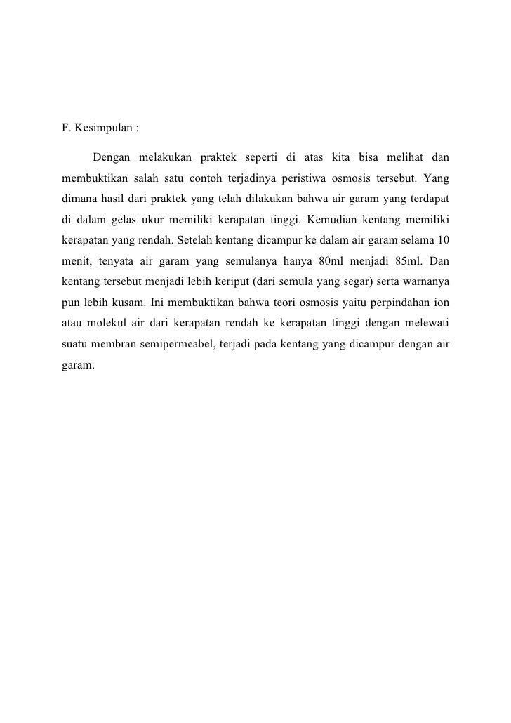 Laporan praktikum biologi (osmosis pada tumbuhan)