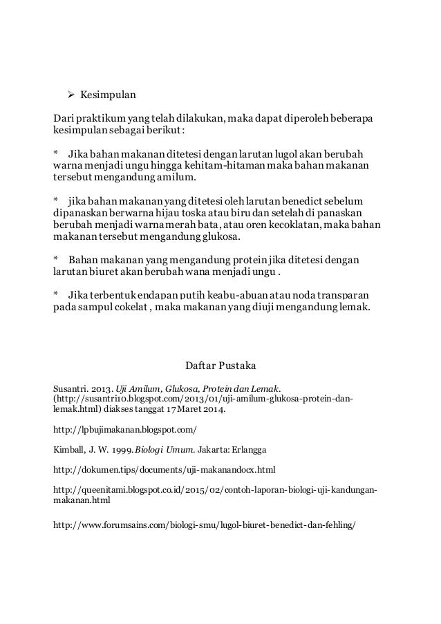 Contoh Laporan Praktikum Uji Zat Makanan